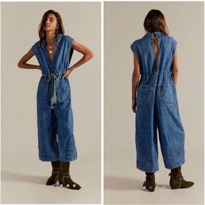 We The Free Blue Denim Overalls